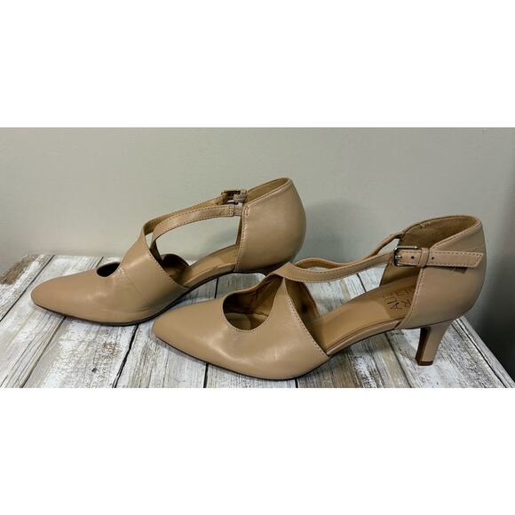 Naturalizer Women's Leather Okira Criss Cross Pumps Taupe Size 7M - Picture 2 of 8
